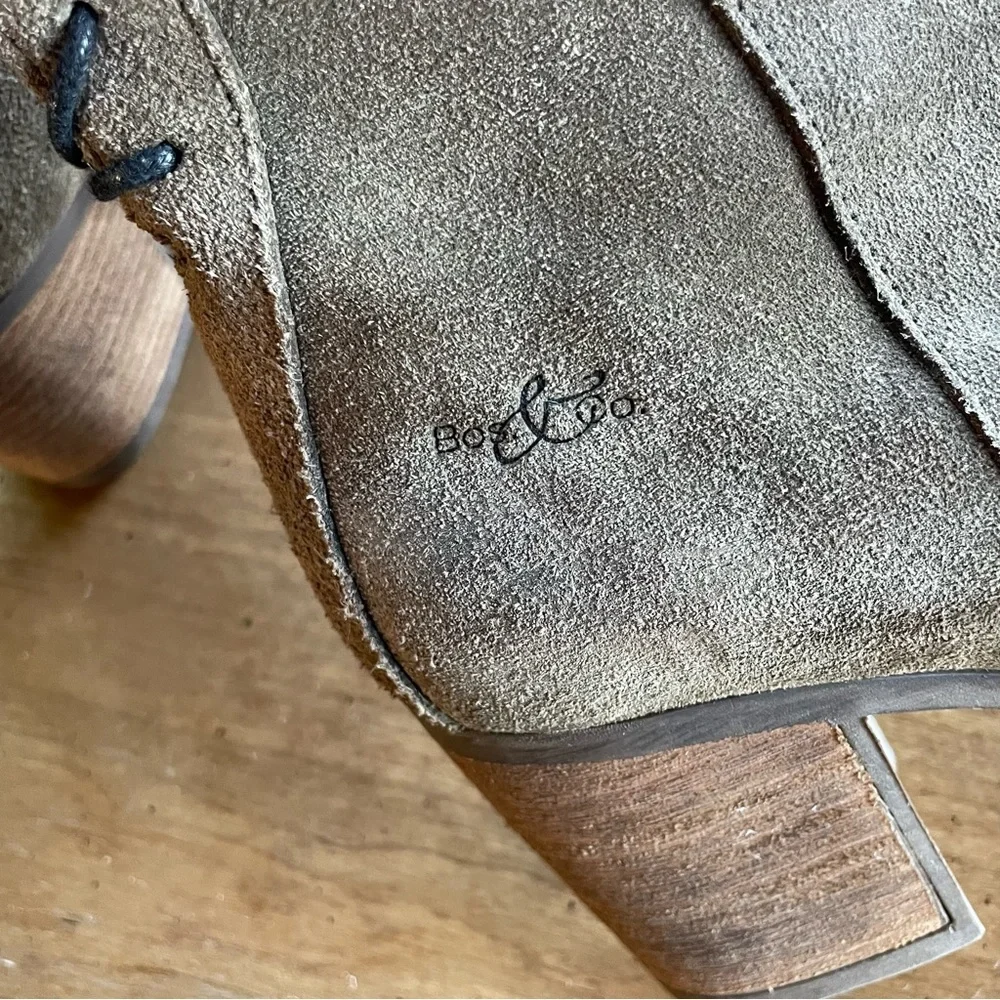 Bos. & Co. Brown Slouchy Suede Leather Ankle Boots Back Lace Detail size EU 41